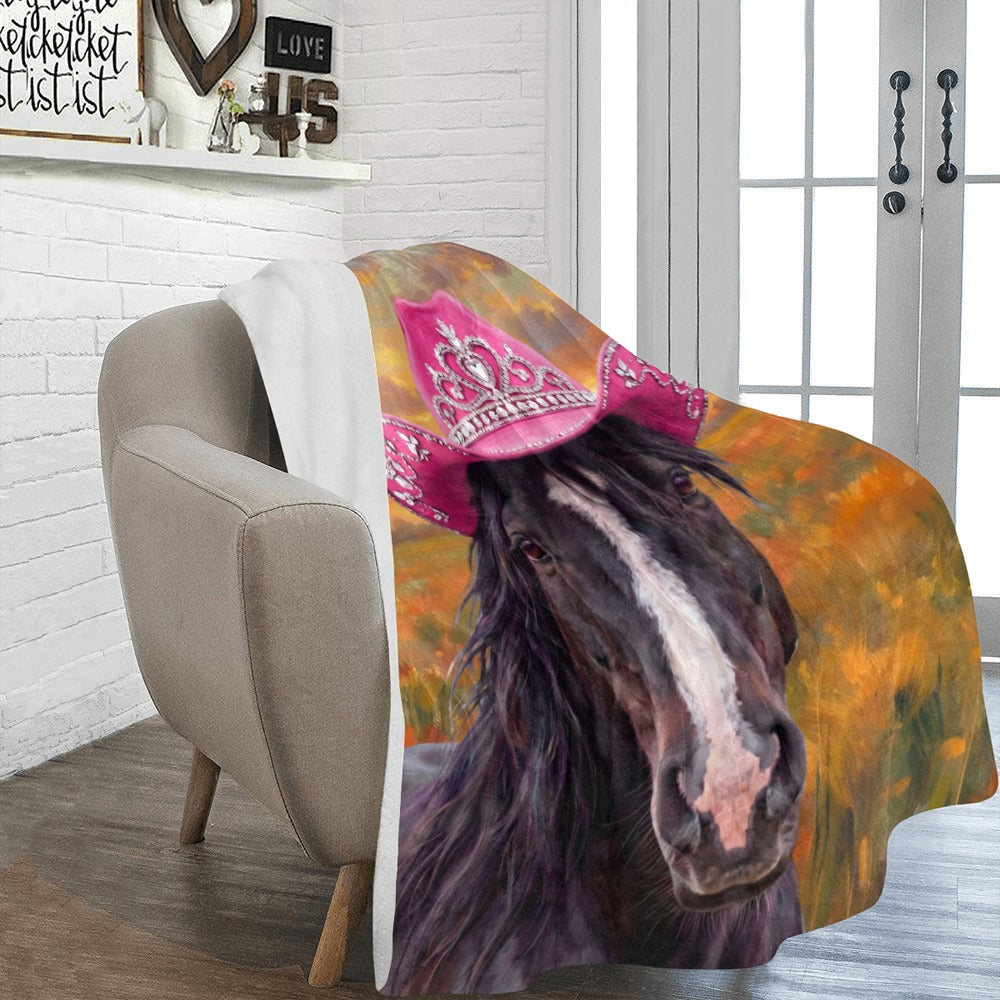 Rhinestone Cowgirl Horse Ultra Soft Minky FleeceThrow Blanket 60" x 80" Made in America