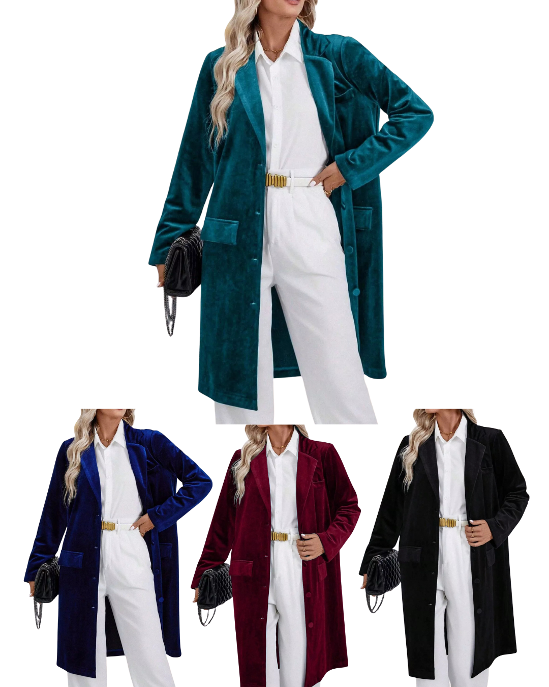 Lapel Collar Long Sleeve Longline Coat  Choice of colors