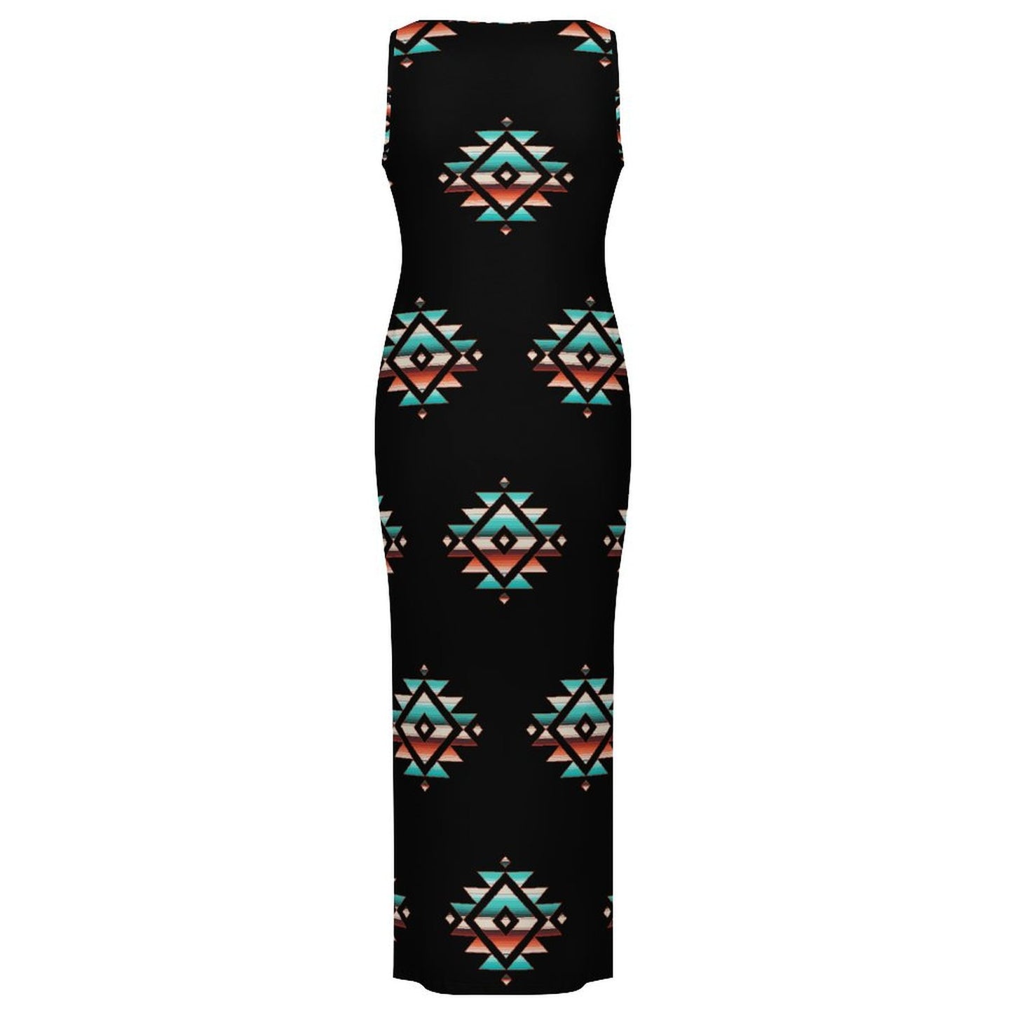 Southwestern Aztec Sleeveless Bodycon Side Slit Western Maxi Dress