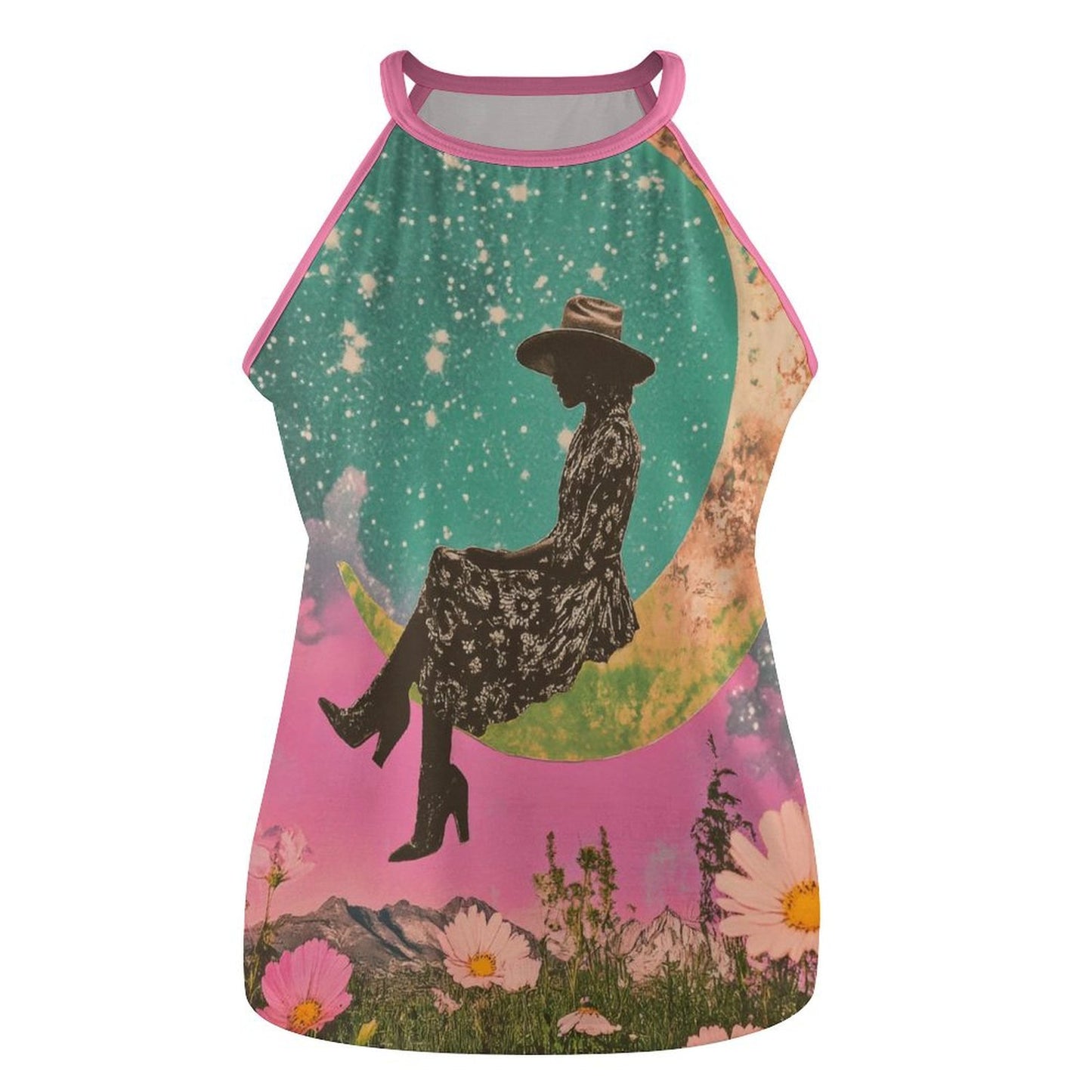 Baha Ranch Cowgirl on the Moon Retro Pop Western Tank Top