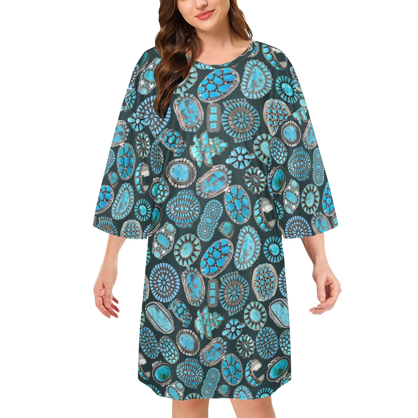 Baha Ranch Turquoise Crazy Concho Oversized Sleepshirt