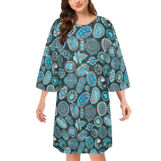Baha Ranch Turquoise Crazy Concho Oversized Sleepshirt