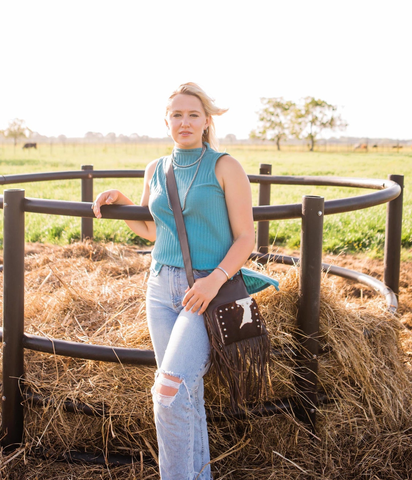 American West Handbags Leather Fringed Cowgirl Crossbody w/ Front Compartment choice of styles