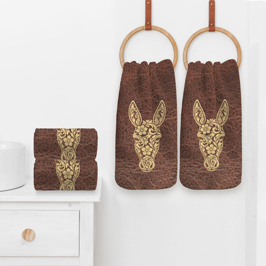 Baha Ranch Tooled Donkey Set of 4 Kitchen Dish Towels Made in America