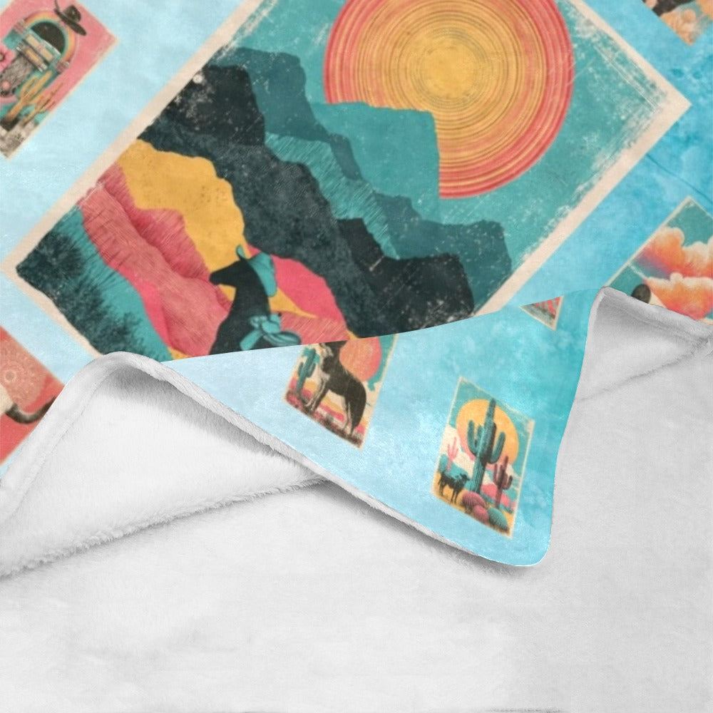 Baha Ranch Western Sunrise   Blanket 60 x 80 Ultra-Soft Micro Fleece Blanket Made in America