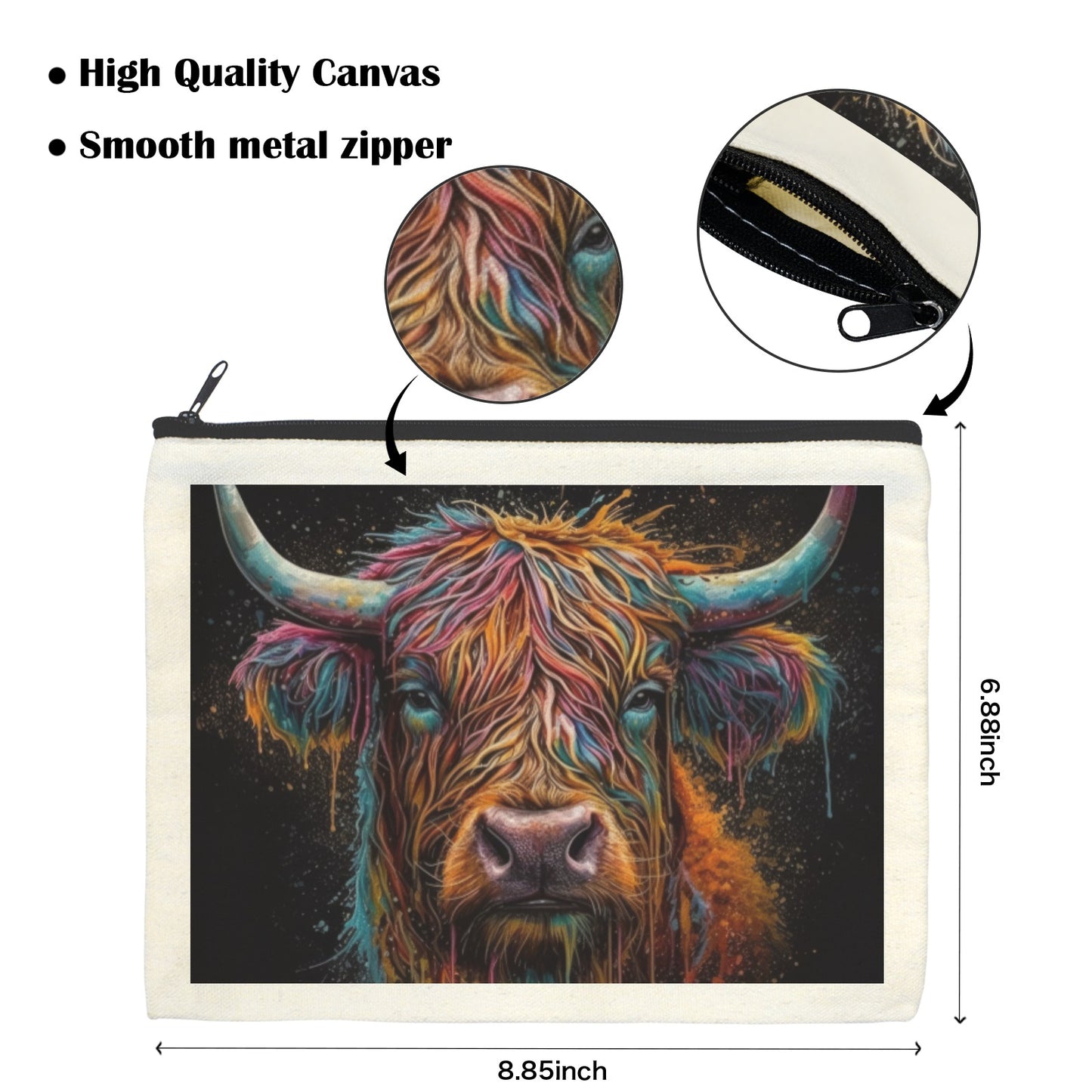 Painted Highland Cow Cosmetic Bag Pack of 5 Made in America