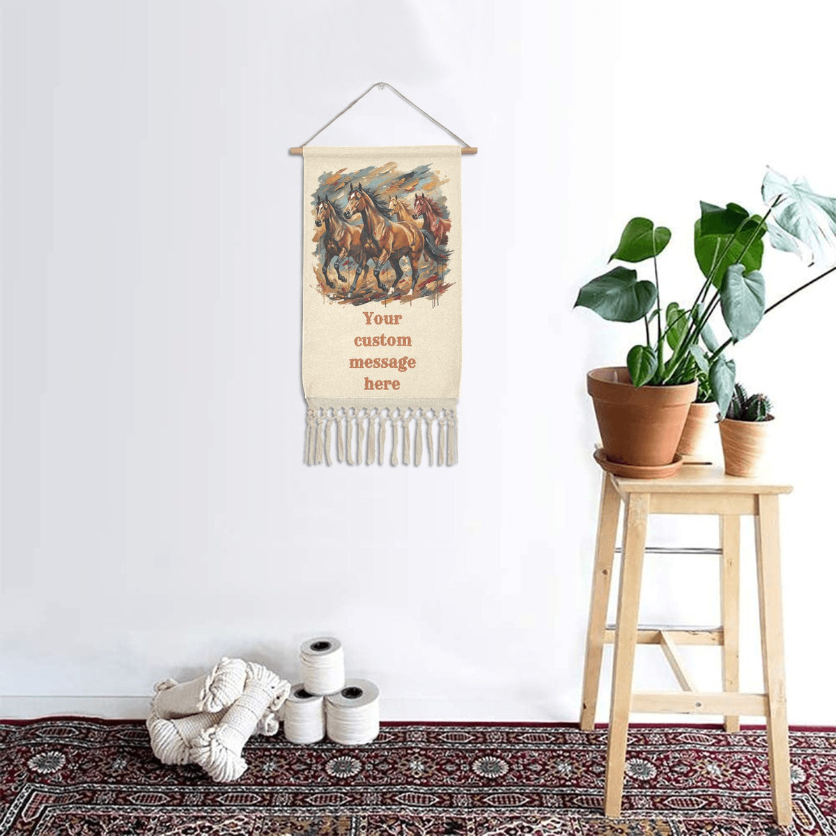 Baha Ranch Custom Message Horses Wall Hanging Made in America