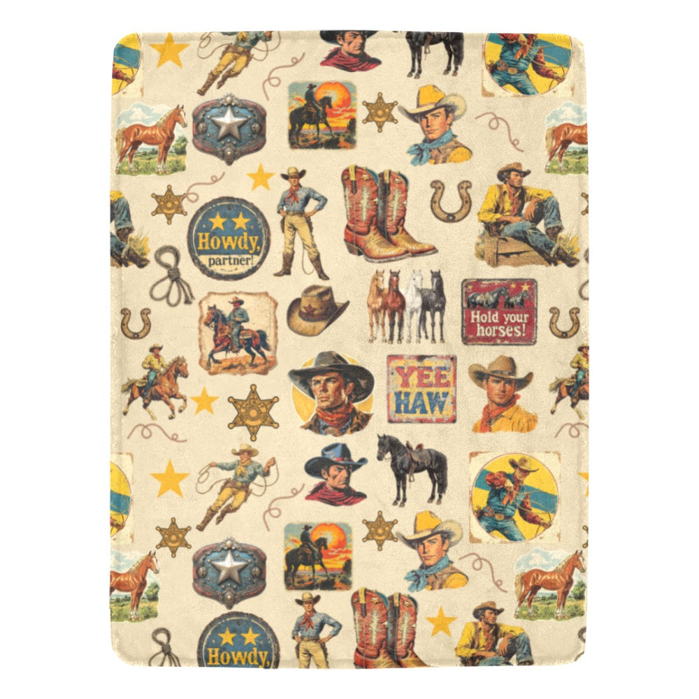 Cowboy Collage Ultra-Soft Micro Fleece Blanket 60" x 80" Made in America