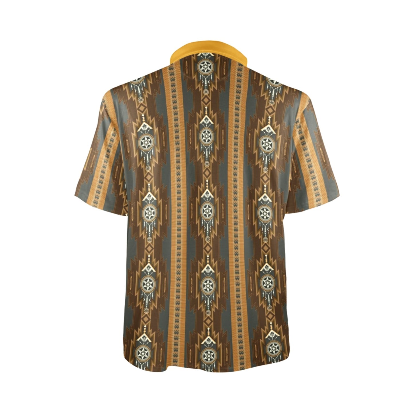 Baha Ranch Brown Gold Aztec Polo Shirt