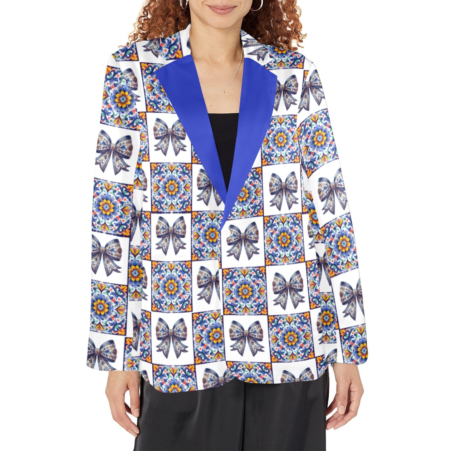 Blue Bow Talavera Floral Blazer