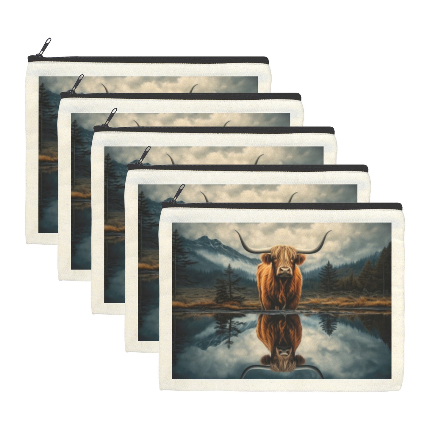 Baha Ranch Reflection Highland Cow Cosmetic Bag Made in America