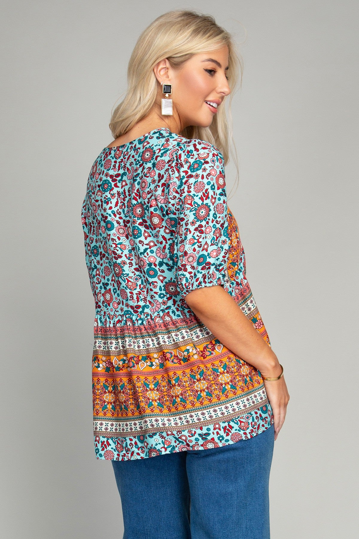 Boho Floral Tunic with Tassel