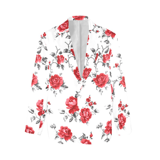 Mexican Red Rose Floral Blazer