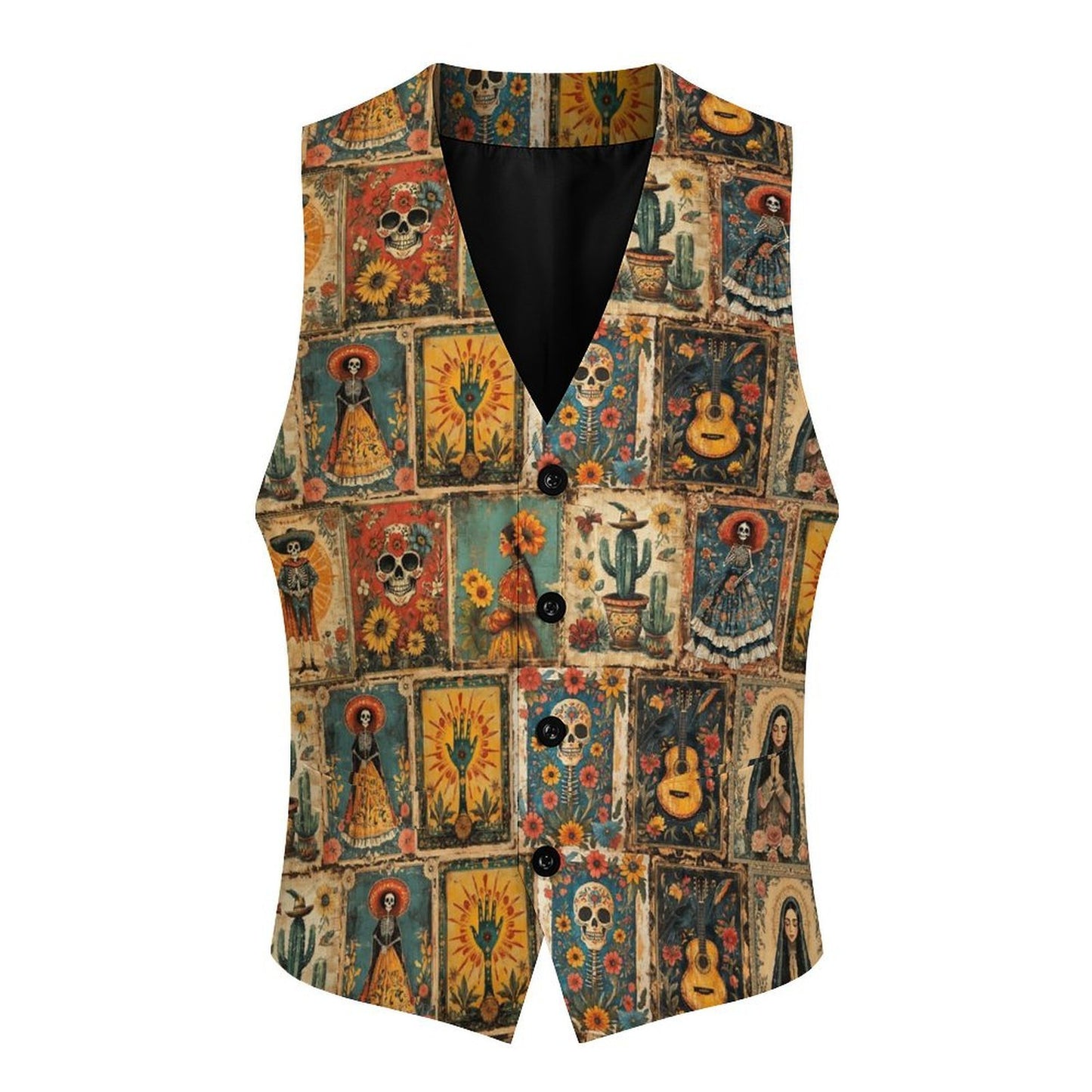 Baha Ranch Colores De Mexico Dia de los Muertes Men's Sleeveless Suit Vest