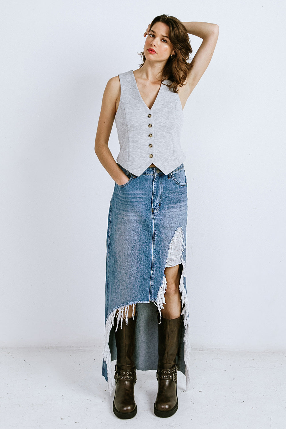 A Distant Memory Denim Midi Skirt