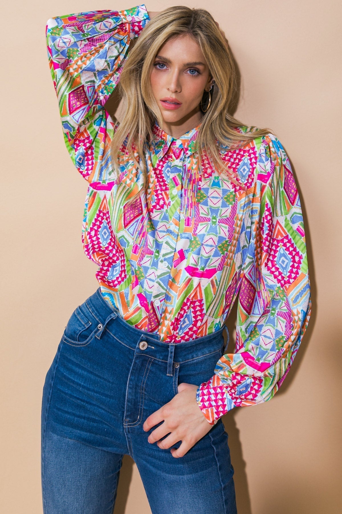 Just What I Needed Woven Aztec Boho Top