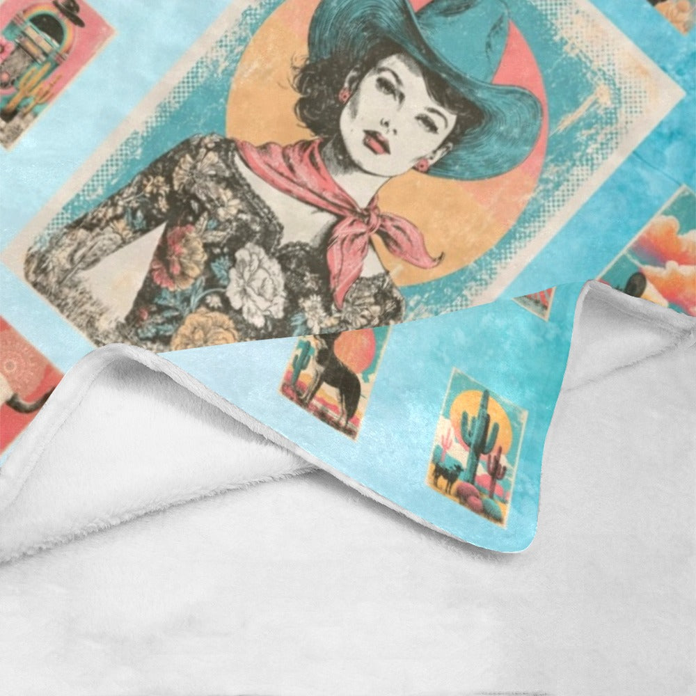 Baha Ranch Cowgirl Queen Blanket Ultra-Soft Micro Fleece Blanket 60" x 80" Made in America