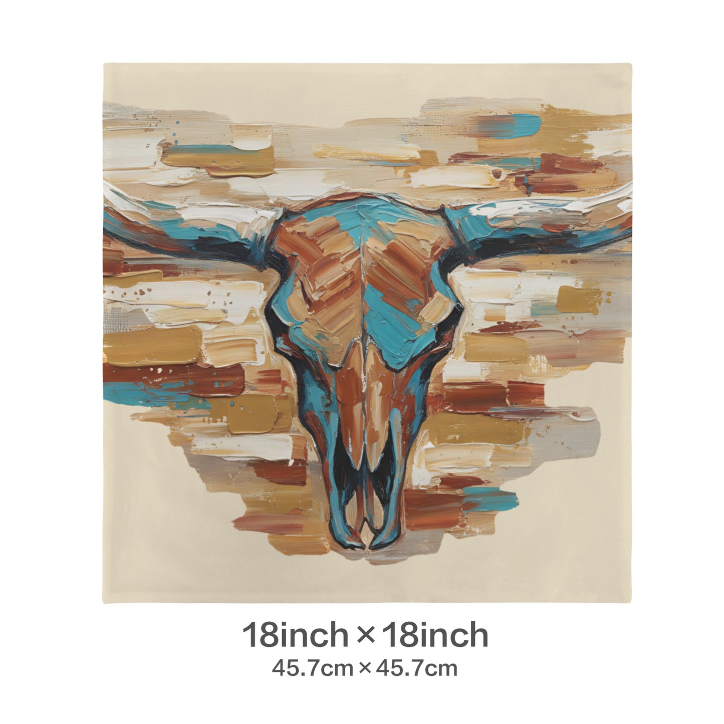 Baha Ranch Painted Tan Longhorn Velvety Soft Pillow Case Made in America