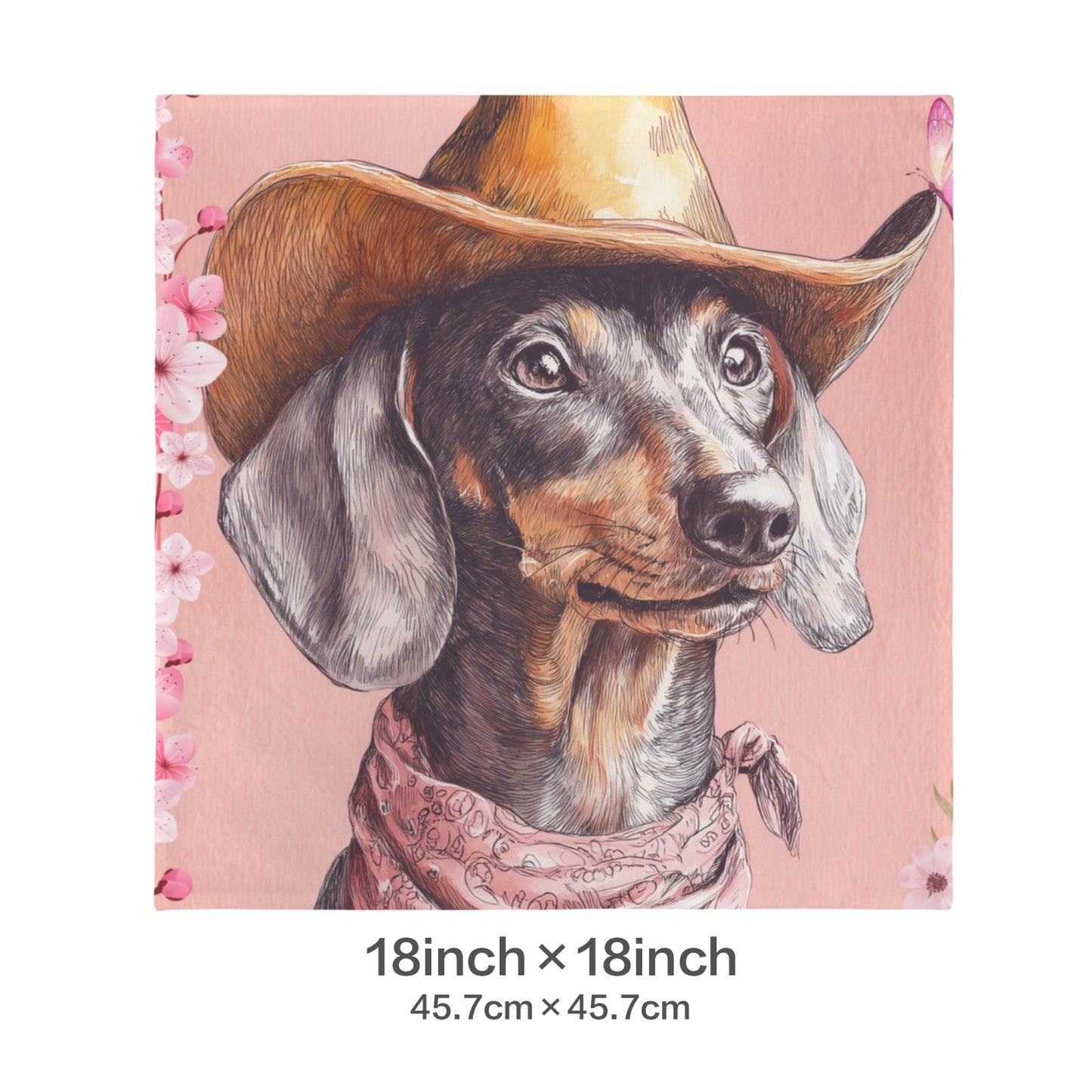 Baha Ranch Cowgirl Dachsund  Velvety Soft Throw Pillow Case Made in America