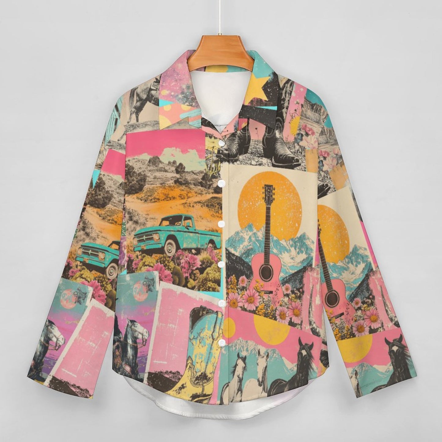 Baha Ranch Dreamgirl Retro Pop Western Vintage Button Up Shirt