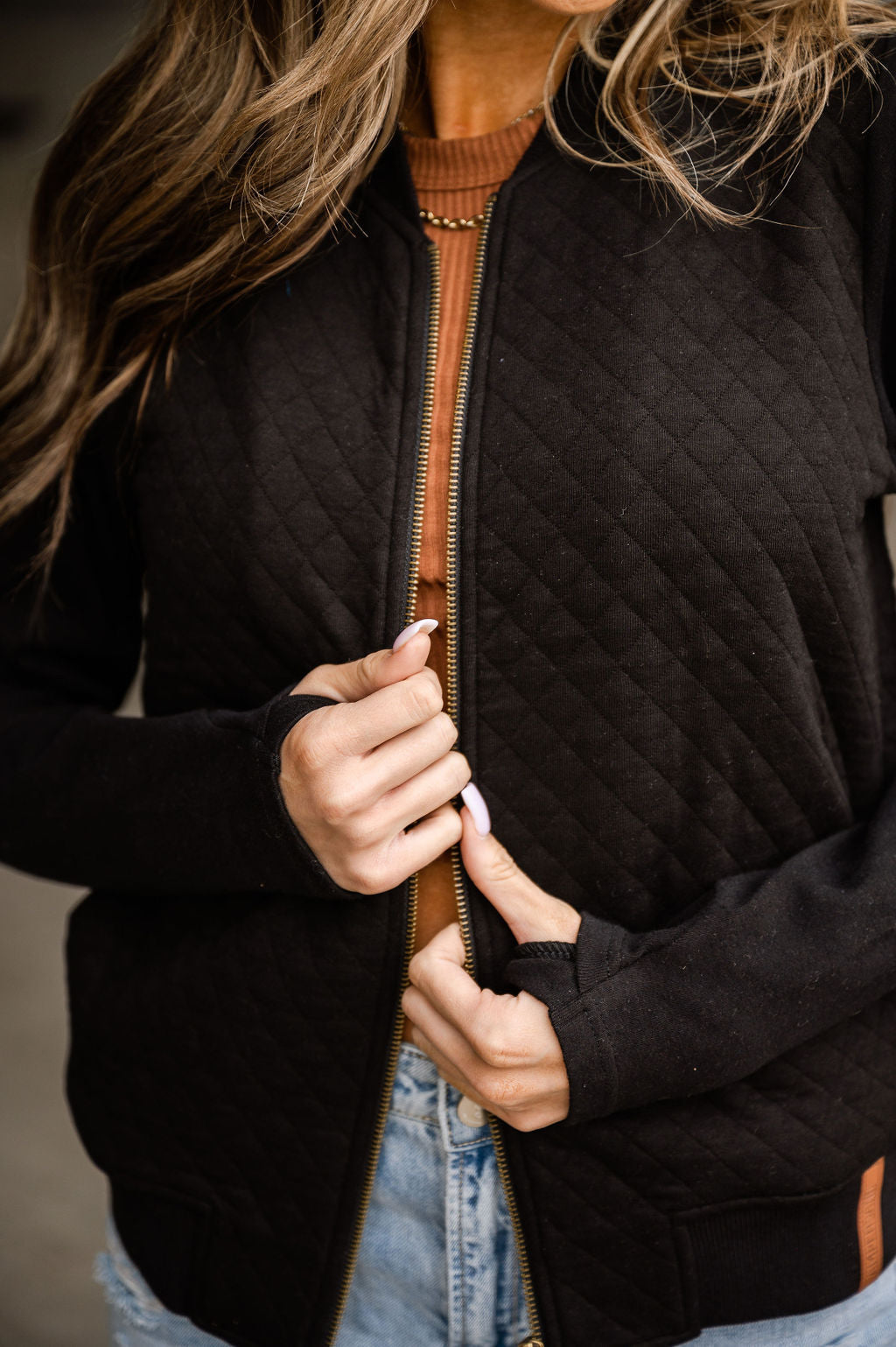 Ampersand Avenue Quilted Bomber - Black