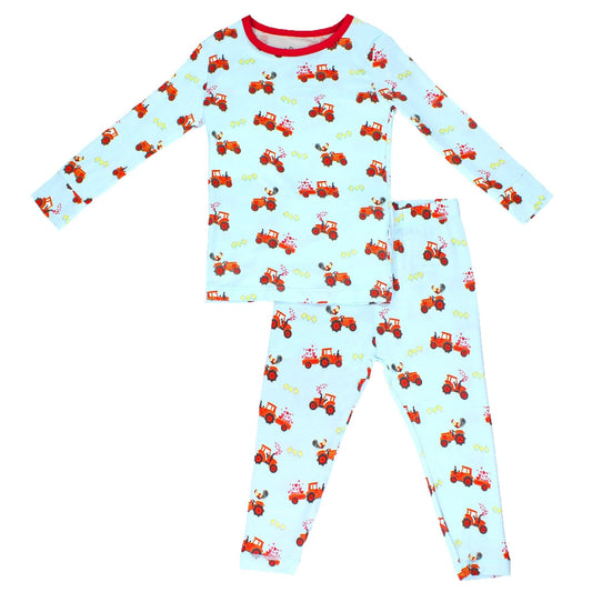 Farm Friends with Red Tractors Long Sleeve Pajama Set (2T-12Y)