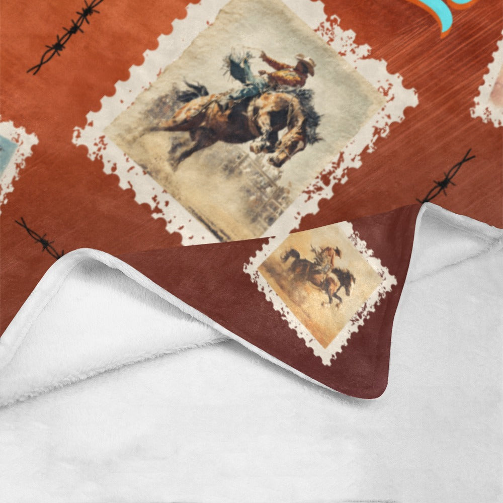 Old Rodeo Western Throw Blanket 60" x 80" Ultra Soft Made in America