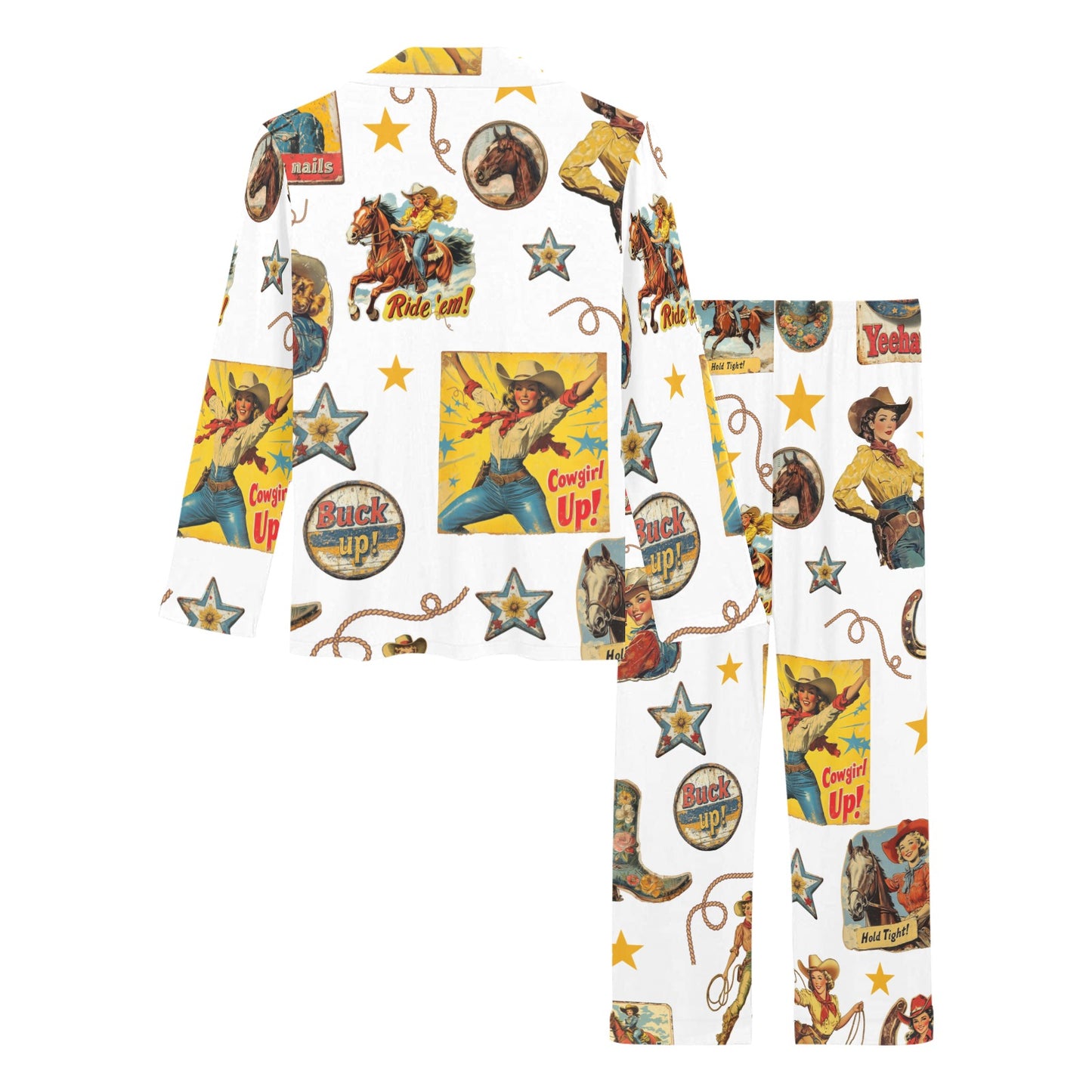 Vintage Cowgirl Collage Western Pajama Set