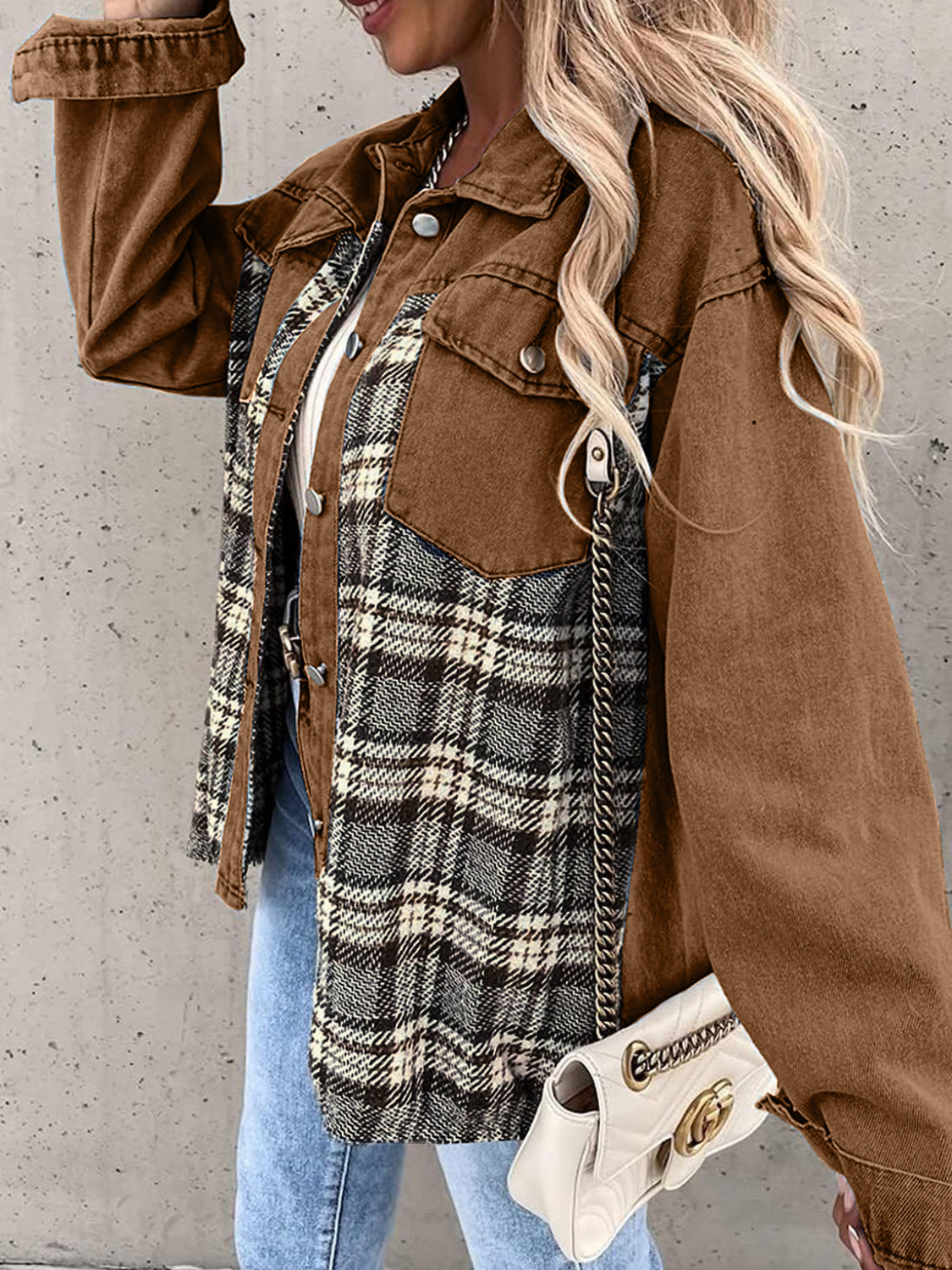 Plaid Button Up Dropped Shoulder Shacket Jacket Choice of colors