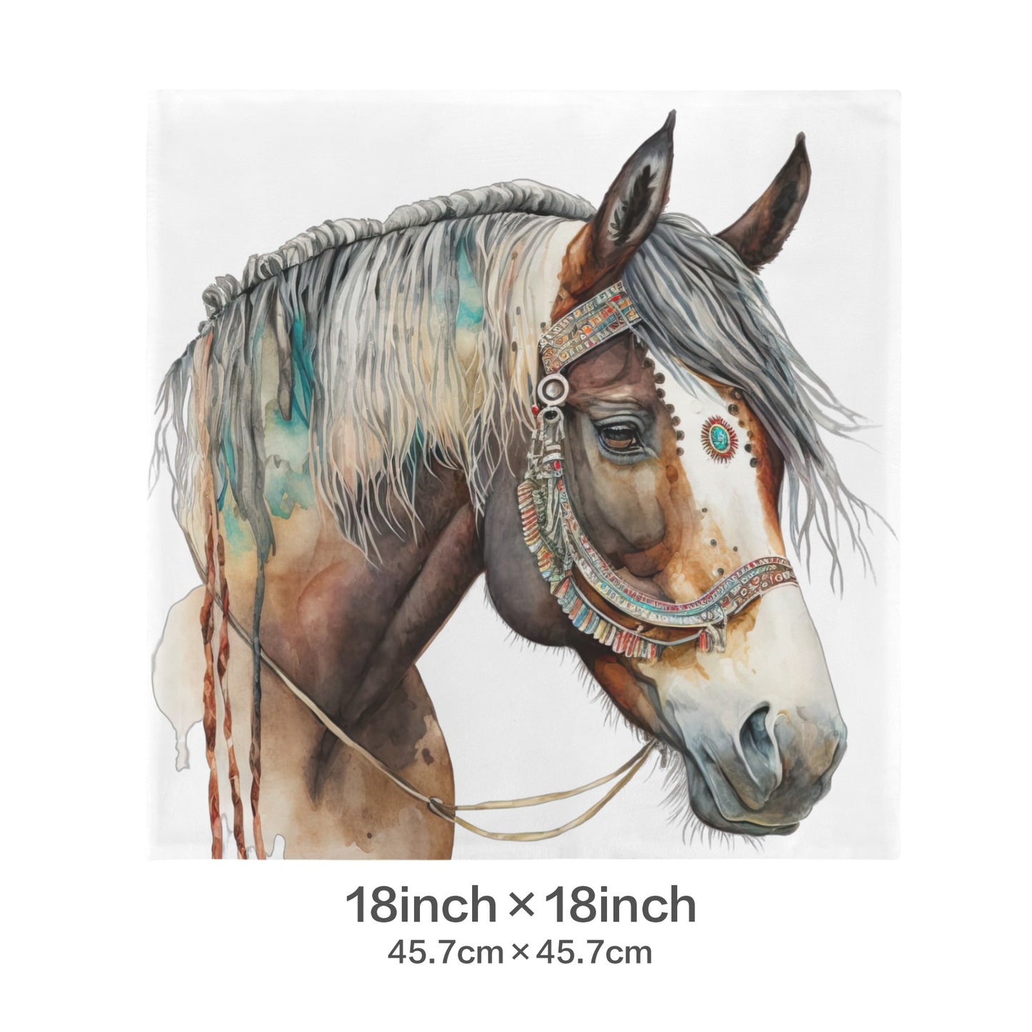 Baha Ranch Fancy Horse on White Velvety Soft Pillow Case Made in America
