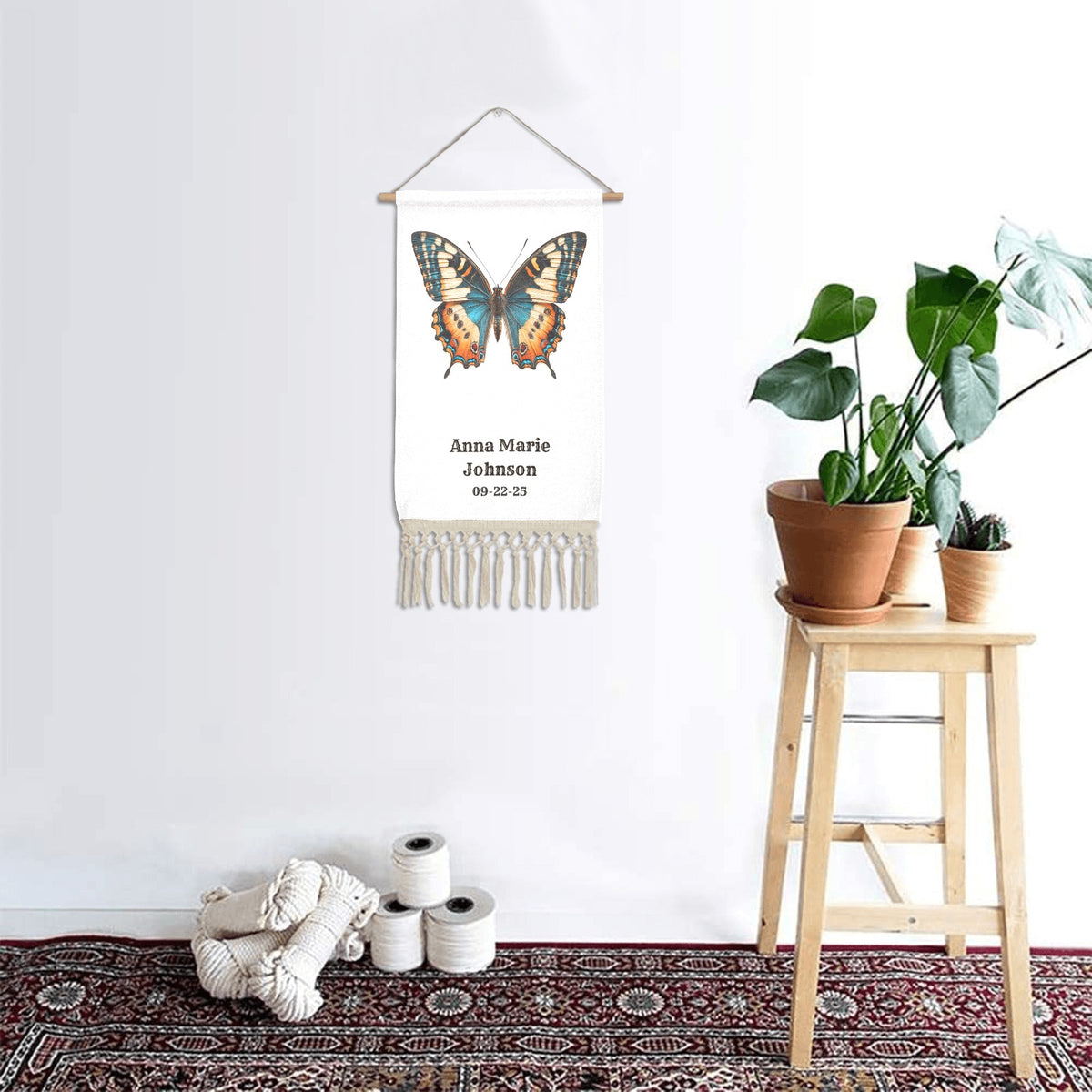 Baha Ranch Butterfly Nursery Decor Wall Hanging Linen Poster Made in America
