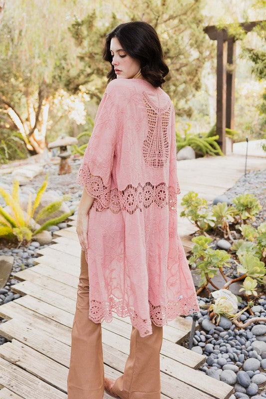 Crochet Open Patch Longline Kimono Duster choice of colors