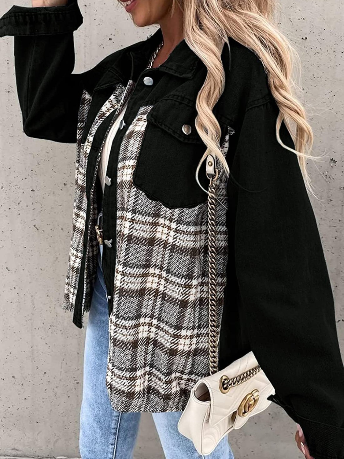 Plaid Button Up Dropped Shoulder Shacket Jacket Choice of colors