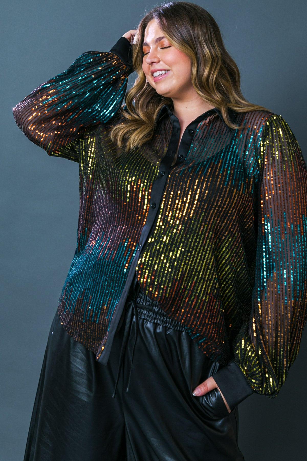 Flying Tomato Cause A Commotion Sequin Blouse