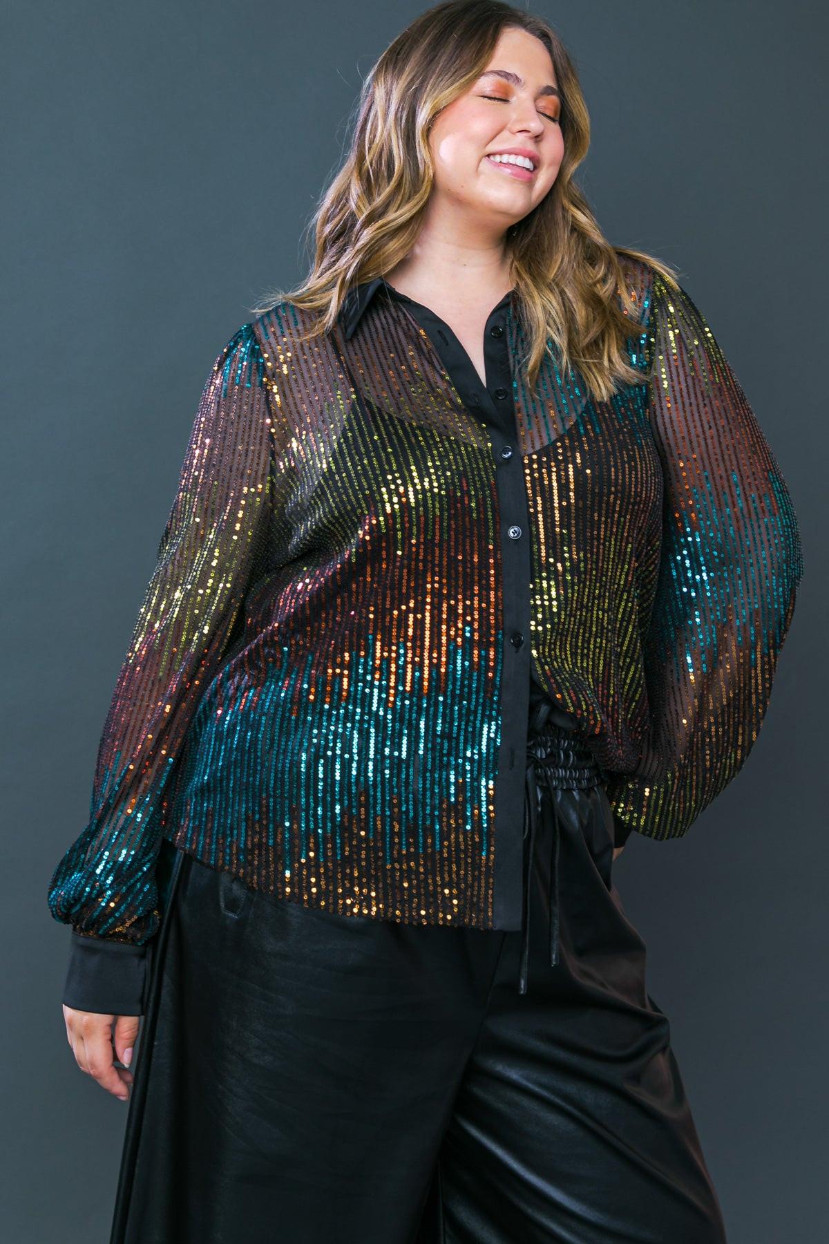 Flying Tomato Cause A Commotion Sequin Blouse