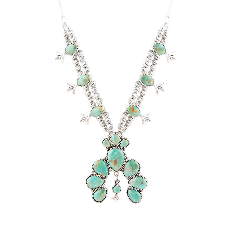 Floral Statement Turquoise and Sterling Silver Necklace