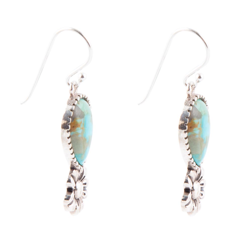Floral Turquoise and Sterling Silver Earrings