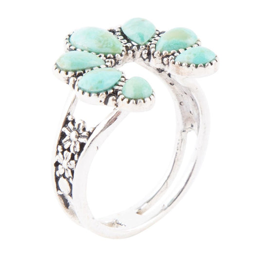 Floral Turquoise and Sterling Silver Ring