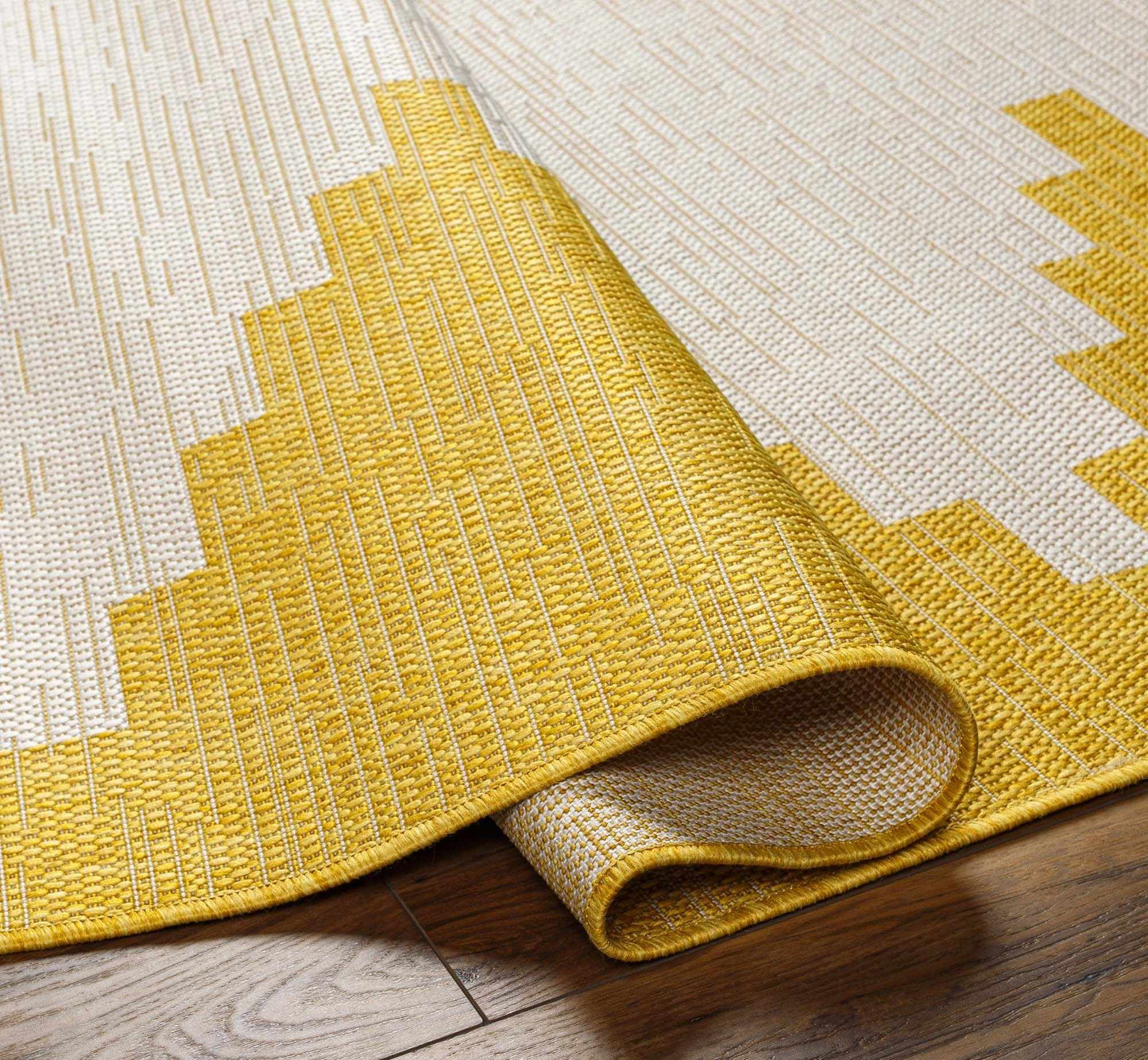 Djugun Yellow Aztec Outdoor Rug