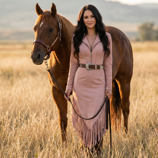 Westwood Fringe Zip Front Long Sleeve Dress