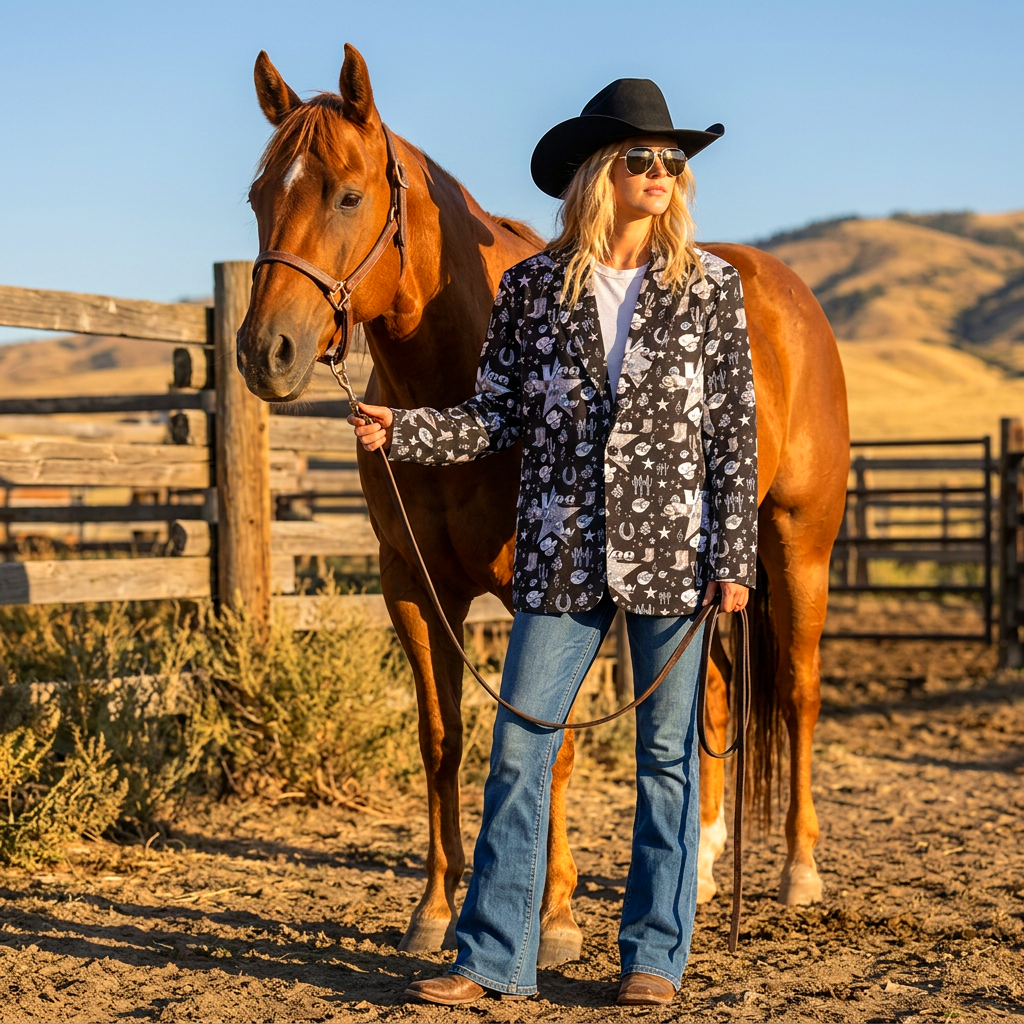 Baha Ranch Rhinestone Cowgirl Blazer Women's Blazer