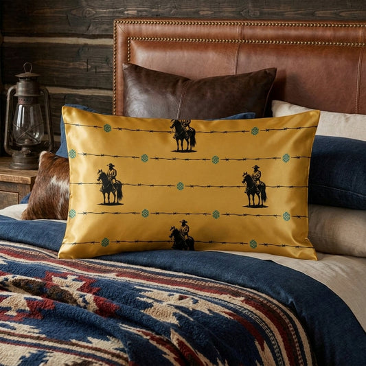 Baha Ranch Satin Saddle Up Pillow Case Caramel Made in America