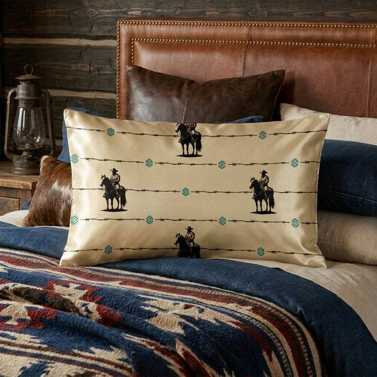 Baha Ranch Saddle Up Satin Pillow Case Tan Made in America