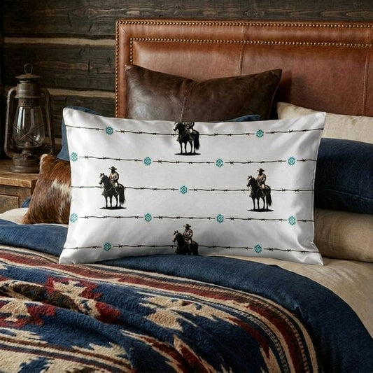 Baha Ranch Satin Saddle Up Pillow Case White Made in America