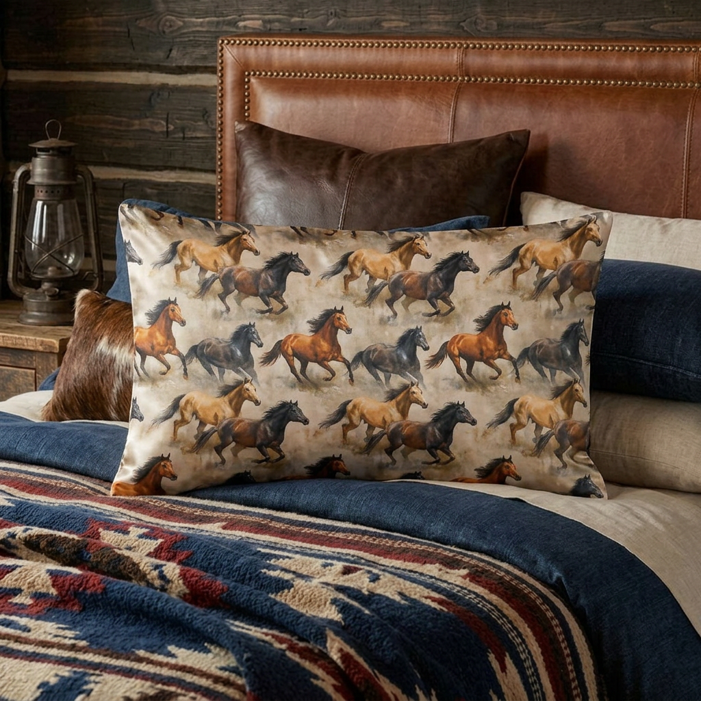 Baha Ranch Wild Horses Pillowcase Made in America