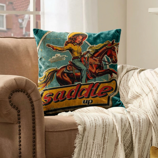 Baha Ranch Saddle Up Velvety Soft Pillow Case Made in America