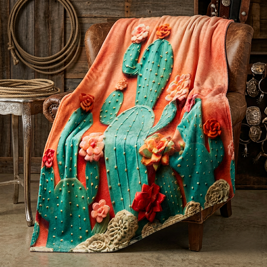 Beautiful Cactus 60x80 Throw Blanket Made in USA