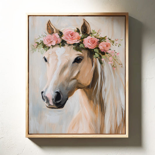 Petal-Crowned Horse Elegance