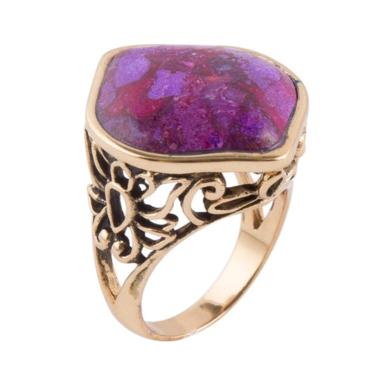 Genuine Purple Turquoise and Bronze Ring