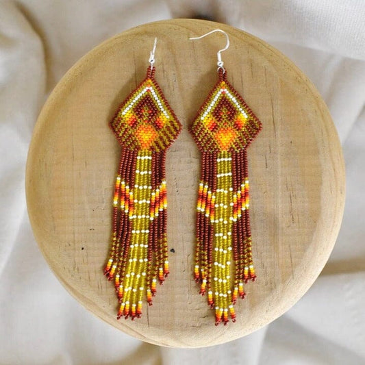Golden Mane Beaded Earrings